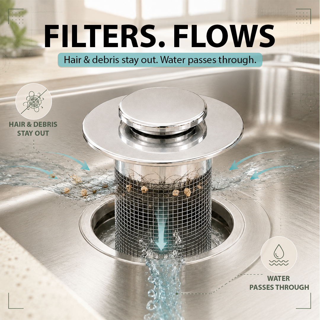 Premium Stainless Steel Kitchen & Bathroom Drain Cover & Hair Catcher