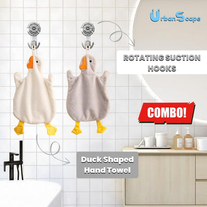 Duck Towel & Rotating Suction Hook Combo Pack