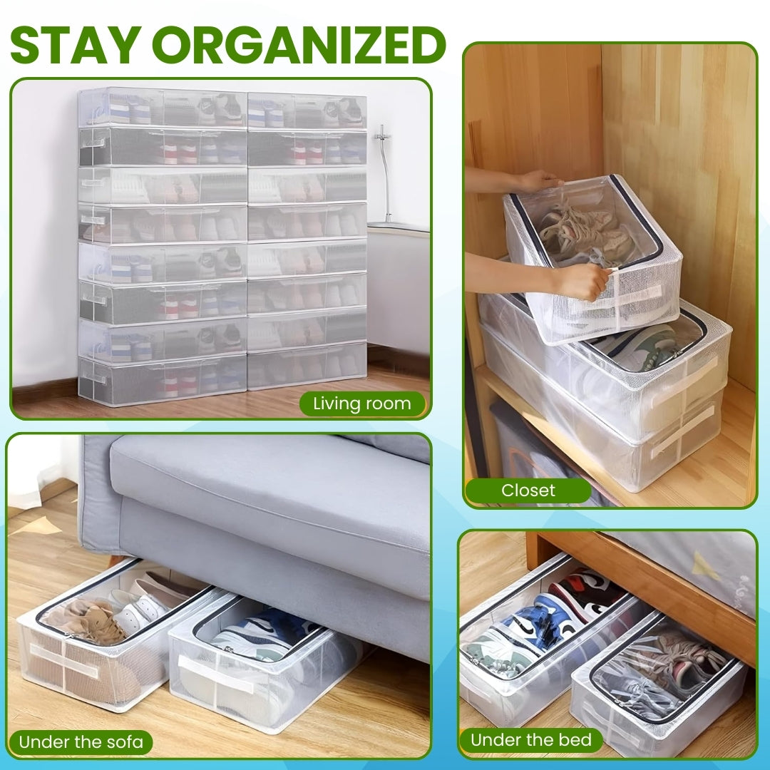 Foldable Dustproof Shoe Organizer with Zipper & Handle