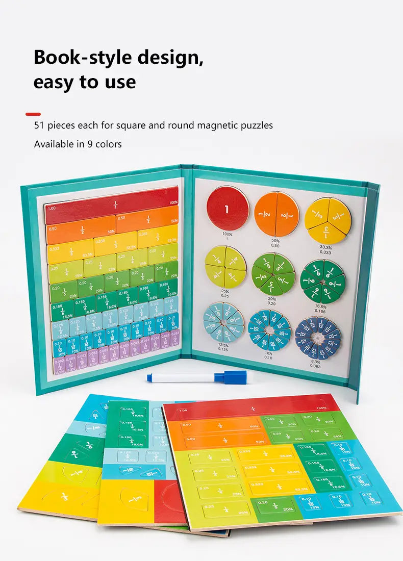 Fraction Learning Mathematics Book | Magnetic Book | Early learning Toy