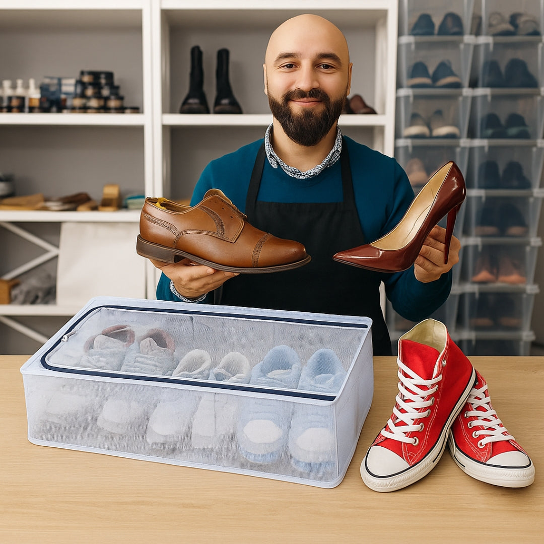 Foldable Dustproof Shoe Organizer with Zipper & Handle