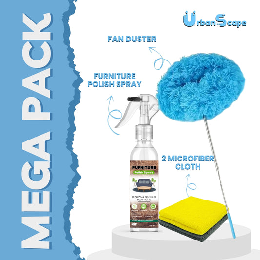 Ultimate Home Cleaning Combo Pack – Blue Mop, 2 Microfiber Towels and Furniture Spray