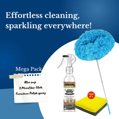 Ultimate Home Cleaning Combo Pack – Blue Mop, 2 Microfiber Towels and Furniture Spray