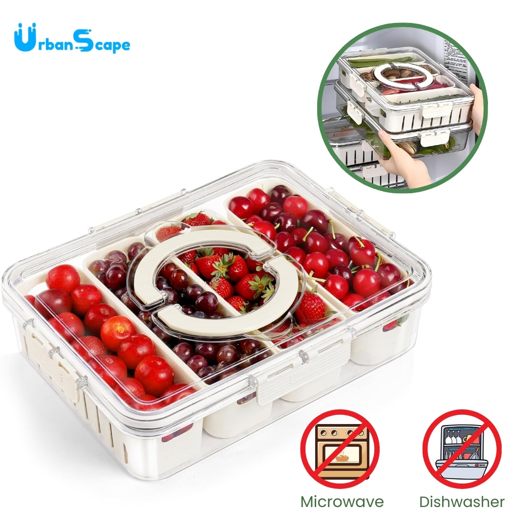 Multi-Compartment Fridge Organizer Box with Lid & Handle