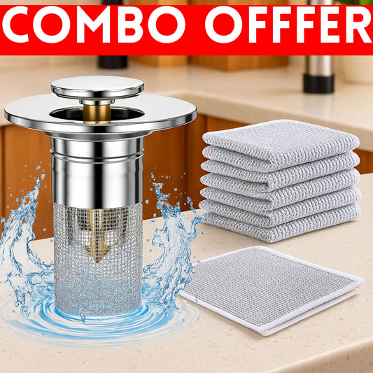 Kitchen Shield Combo – Dish Wire With Stainless Steel Drain Cover