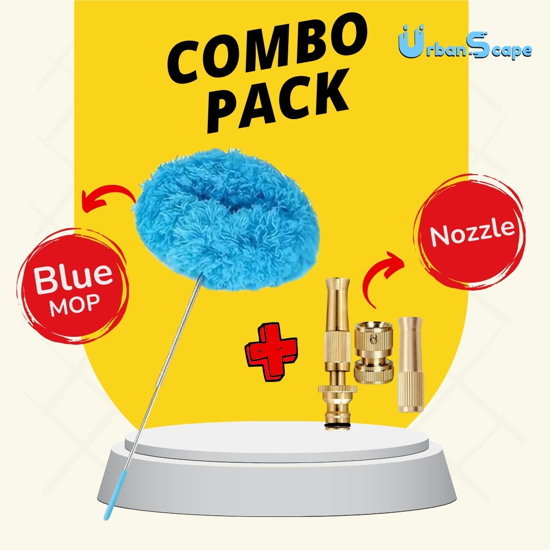 Combo Pack -Extendable Blue Mop & High-Pressure Water Nozzle