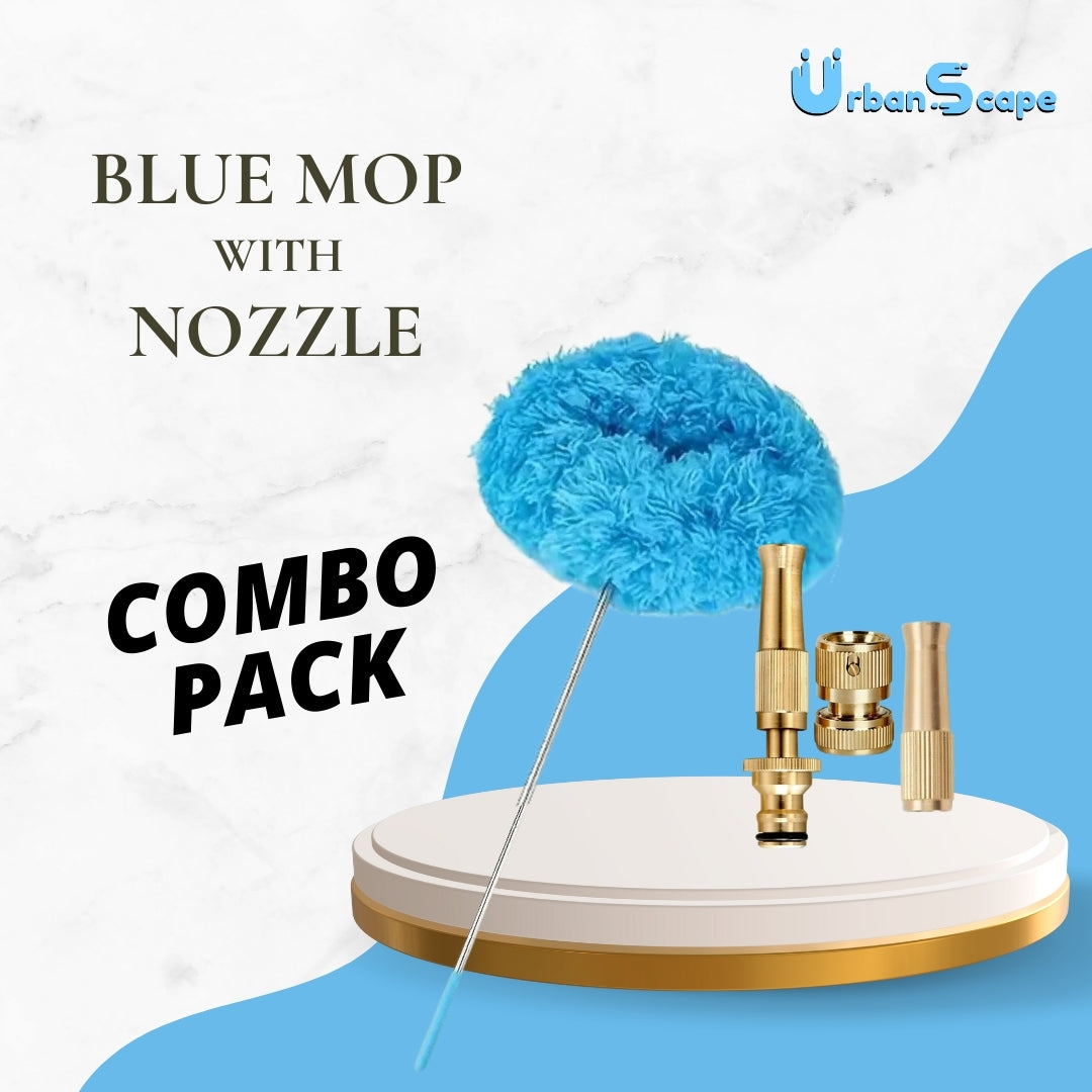 Combo Pack -Extendable Blue Mop & High-Pressure Water Nozzle