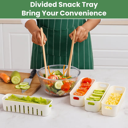 Multi-Compartment Fridge Organizer Box with Lid & Handle