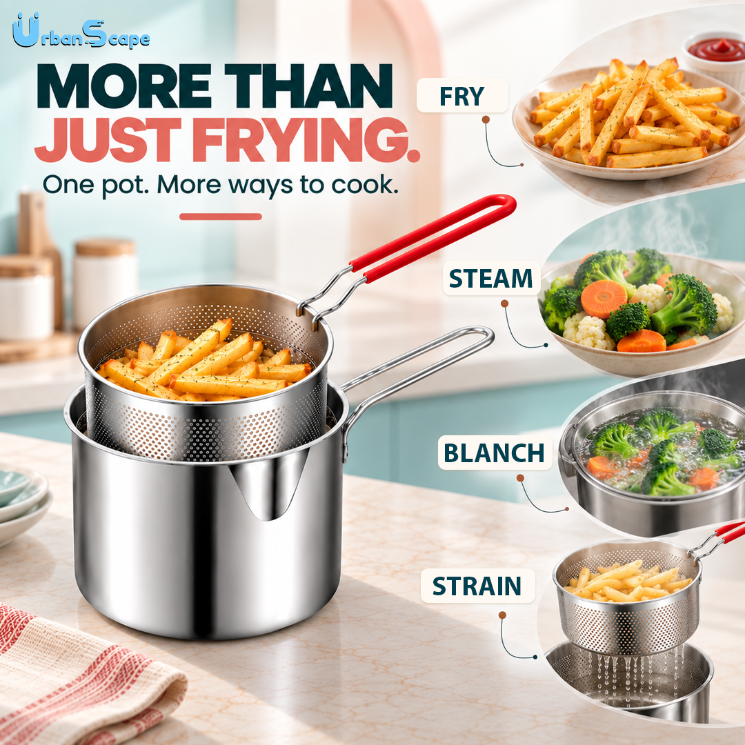 Stainless Steel Frying & Boiling Pot | Kitchen Utensil