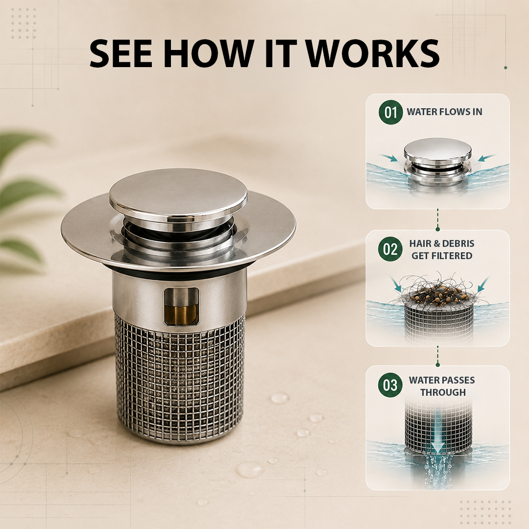 Premium Stainless Steel Kitchen & Bathroom Drain Cover & Hair Catcher