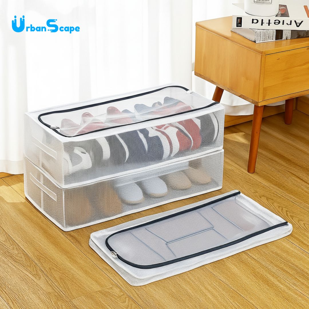 Foldable Dustproof Shoe Organizer with Zipper & Handle