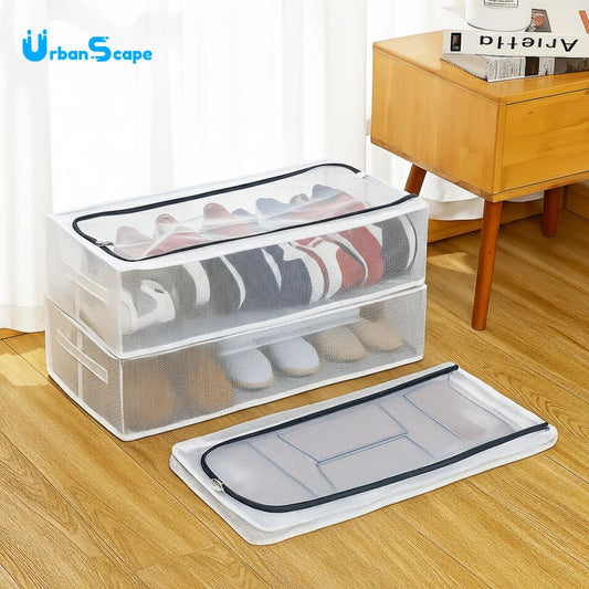 Foldable Dustproof Shoe Organizer with Zipper & Handle