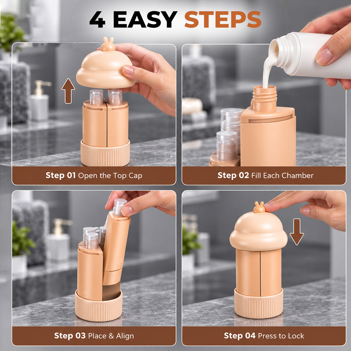 Travel Essential Refillable Container (4-in-1 )