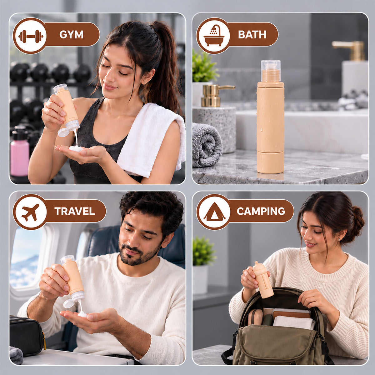 Travel Essential Refillable Container (4-in-1 )