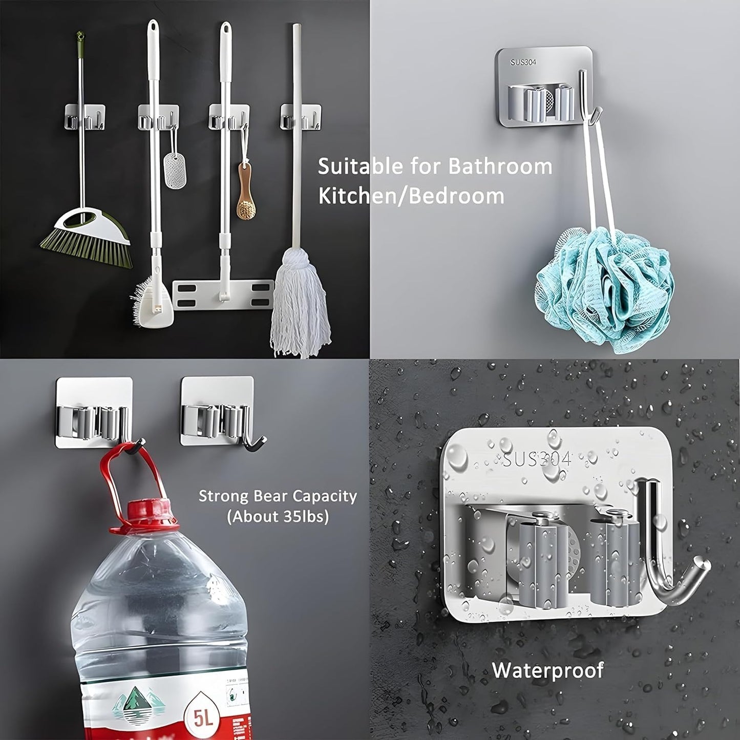 Stainless Steel Broom & Mop Holder